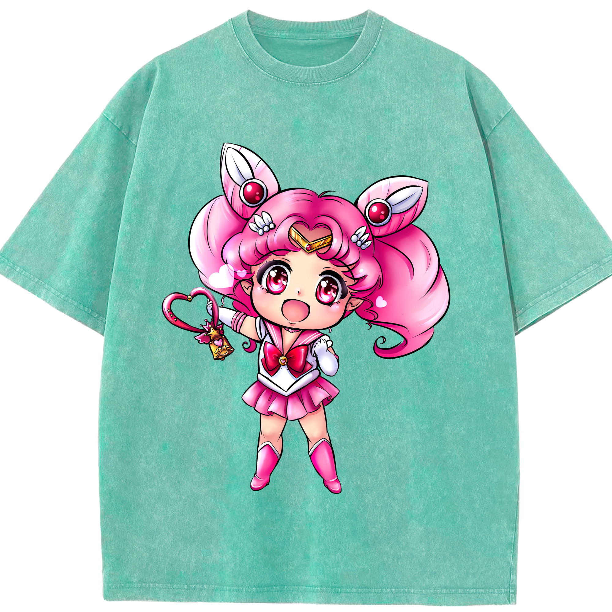 （画像用） 美少女戦士セーラームーン ちびうさ Sailor Moon Chibiusa Tsukino Usagi Small Lady Serenity 綿100% ヴィンテージ風 半袖Tシャツ（フロントプリント）